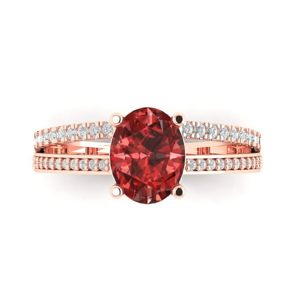 Solitaire with Accents Engagement Ring for Women - 2.32ct Natural Garnet in 14K Rose Gold Promise Ring