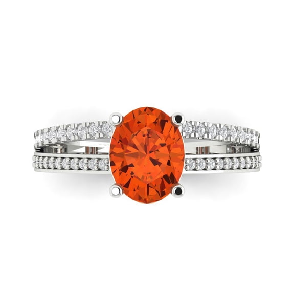 Solitaire with Accents Engagement Ring for Women - 2.32ct Simulated Red Diamond in 14K White Gold Promise Ring