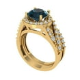 thumbnail image 1 of 2.32 ct Brilliant Round Cut Natural London Blue Topaz 18K Yellow Gold Halo Solitaire with Accents Engagement Bridal Wedding Ring Band Set size 8.5, 1 of 7