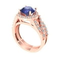 thumbnail image 1 of 2.32 ct Brilliant Round Cut Tanzanite 18K Rose Gold Halo Solitaire with Accents Engagement Bridal Wedding Ring Band Set size 9, 1 of 7