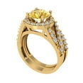 thumbnail image 1 of 2.32 ct Brilliant Round Cut Yellow Moissanite 14K Yellow Gold Halo Solitaire with Accents Engagement Bridal Wedding Ring Band Set size 4.5, 1 of 7