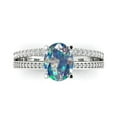 thumbnail image 1 of 2.32 ct Oval Cut Blue Moissanite Solitaire with Simulated Diamond Accents 14K White Gold Womens Engagement Ring, 1 of 5