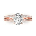 thumbnail image 1 of 2.32 ct Oval Cut Moissanite Solitaire with Simulated Diamond Accents 14K Rose Gold Womens Engagement Ring, 1 of 5