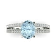 thumbnail image 1 of 2.32 ct Oval Cut Natural Aquamarine Solitaire with Simulated Diamond Accents 14K White Gold Womens Engagement Ring, 1 of 5