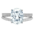 thumbnail image 1 of 2.32 ct Oval Cut Natural Aquamarine Solitaire with Simulated Diamond Accents 18K White Gold Womens Engagement Ring, 1 of 3