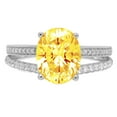 thumbnail image 1 of 2.32 ct Oval Cut Natural Citrine Solitaire with Simulated Diamond Accents 14K White Gold Womens Engagement Ring, 1 of 3