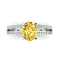 thumbnail image 1 of 2.32 ctw Solitaire with Zirconia Diamond Accents Anniversary Ring for Women | Oval Cut Natural Citrine | Hyperallergenic Solid 14K White Gold, 1 of 5