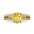 thumbnail image 1 of 2.32 ctw Solitaire with Zirconia Diamond Accents Anniversary Ring for Women | Oval Cut Natural Citrine | Hyperallergenic Solid 18K Yellow Gold, 1 of 5