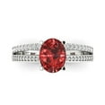 thumbnail image 1 of 2.32 ct Oval Cut Natural Garnet Solitaire with Simulated Diamond Accents 18K White Gold Womens Engagement Ring, 1 of 5