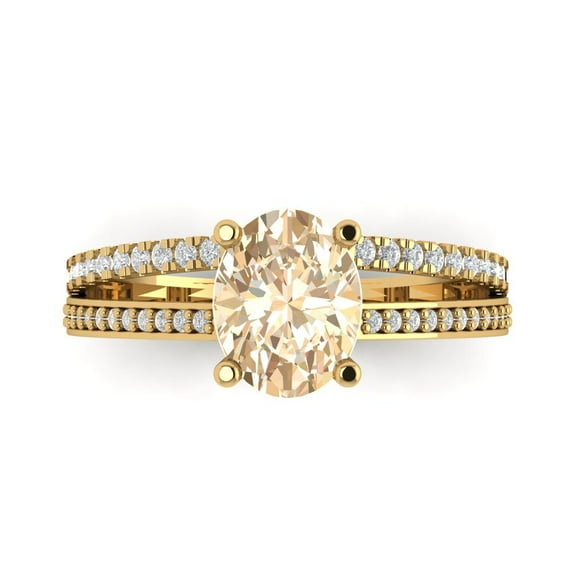 Clara Pucci 14K Yellow Gold 2.32ct Morganite Solitaire with Accents Ring