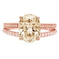 thumbnail image 1 of 2.32 ct Oval Cut Natural Morganite Solitaire with Simulated Diamond Accents 14K Rose Gold Womens Engagement Ring, 1 of 6