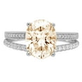 thumbnail image 1 of 2.32 ct Oval Cut Natural Morganite Solitaire with Simulated Diamond Accents 14K White Gold Womens Engagement Ring, 1 of 5