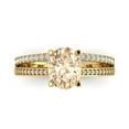 thumbnail image 1 of 2.32 ctw Solitaire with Zirconia Diamond Accents Anniversary Ring for Women | Oval Cut Natural Morganite | Hyperallergenic Solid 14K Yellow Gold, 1 of 5