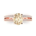 thumbnail image 1 of 2.32 ctw Solitaire with Zirconia Diamond Accents Anniversary Ring for Women | Oval Cut Natural Morganite | Hyperallergenic Solid 18K Rose Gold, 1 of 5