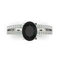 thumbnail image 1 of 2.32 ct Oval Cut Natural Onyx Solitaire with Simulated Diamond Accents 14K White Gold Womens Engagement Ring, 1 of 5