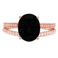 thumbnail image 1 of 2.32 ct Oval Cut Natural Onyx Solitaire with Simulated Diamond Accents 18K Rose Gold Womens Engagement Ring, 1 of 3