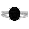 thumbnail image 1 of 2.32 ct Oval Cut Natural Onyx Solitaire with Simulated Diamond Accents 18K White Gold Womens Engagement Ring, 1 of 6
