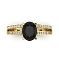 thumbnail image 1 of 2.32 ct Oval Cut Natural Onyx Solitaire with Simulated Diamond Accents 18K Yellow Gold Womens Engagement Ring, 1 of 5