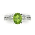 thumbnail image 1 of Clara Pucci 14K White Gold Solid Gold Peridot Solitaire with Accents Anniversary Ring for Women - 2.32 cttw Oval Cut, 1 of 7