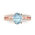 thumbnail image 1 of Clara Pucci 14K Rose Gold 2.32ct SkyBlueTopaz Solitaire with Accents Ring, 1 of 7
