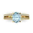 thumbnail image 1 of 2.32 ct Oval Cut Natural Swiss Blue Topaz Solitaire with Simulated Diamond Accents 18K Yellow Gold Womens Engagement Ring, 1 of 5