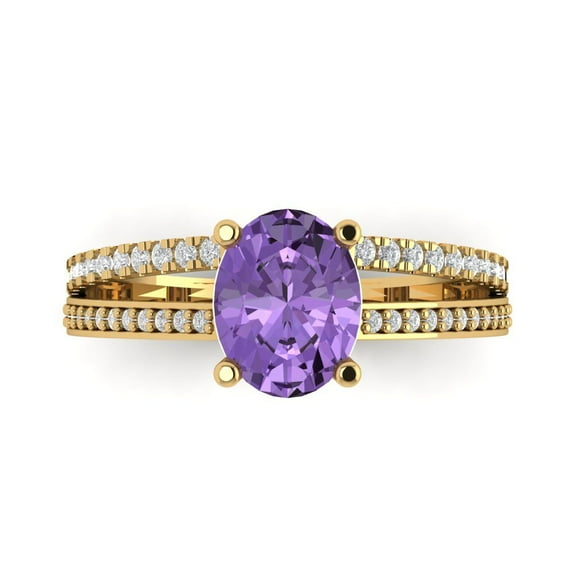 Clara Pucci 14K Yellow Gold 2.32ct Alexandrite Solitaire with Accents Ring