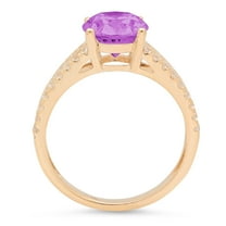 2.32 ct Oval Cut Simulated Alexandrite Solitaire with Accents Engagement Ring for Women in 18K Yellow Gold