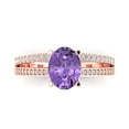 thumbnail image 1 of 2.32 ct Oval Cut Simulated Alexandrite Solitaire with Simulated Diamond Accents 18K Rose Gold Womens Engagement Ring, 1 of 5