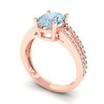 thumbnail image 1 of 2.32 ct Oval Cut Simulated Blue Diamond Solitaire with Accents Engagement Ring for Women in 18K Rose Gold, 1 of 2
