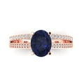 thumbnail image 1 of Clara Pucci 14K Rose Gold 2.32ct BlueSapphire Solitaire with Accents Ring, 1 of 7