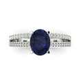 thumbnail image 1 of 2.32 ct Oval Cut Simulated Blue Sapphire Solitaire with Accents Engagement Ring for Women in 18K White Gold, 1 of 5