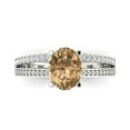 thumbnail image 1 of 2.32 ct Oval Cut Simulated Champagne Diamond Solitaire with Simulated Diamond Accents 14K White Gold Womens Engagement Ring, 1 of 5