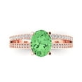 thumbnail image 1 of 2.32 ct Oval Cut Simulated Green Diamond Solitaire with Simulated Diamond Accents 18K Rose Gold Womens Engagement Ring, 1 of 5