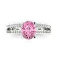 thumbnail image 1 of 2.32 ct Oval Cut Simulated Pink Diamond Solitaire with Accents Engagement Ring for Women in 18K White Gold, 1 of 5