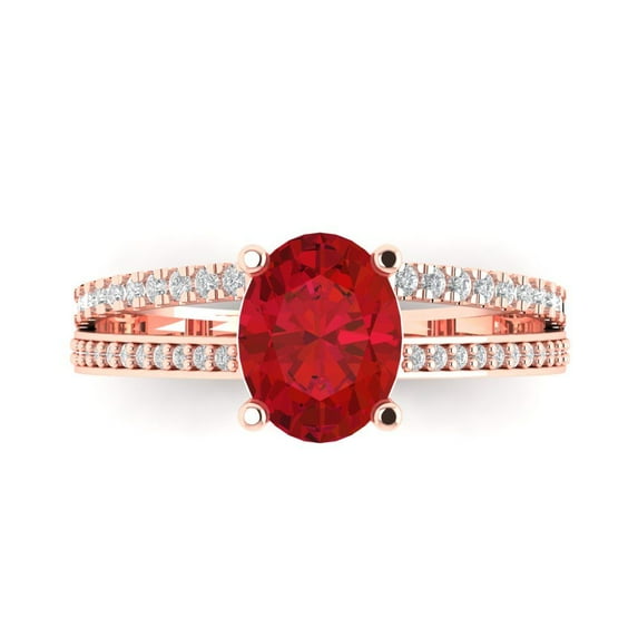 Clara Pucci 14K Rose Gold 2.32ct Tourmaline Solitaire with Accents Ring