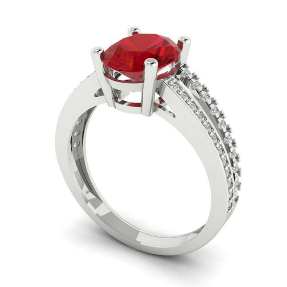 2.32 ct Oval Cut Simulated Pink Tourmaline Solitaire with Accents Engagement Ring for Women in 14K White Gold