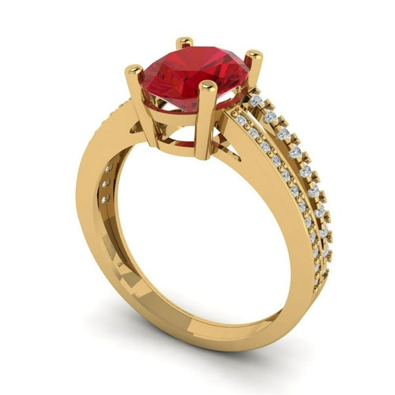 2.32 ct Oval Cut Simulated Pink Tourmaline Solitaire with Accents Engagement Ring for Women in 14K Yellow Gold
