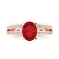 thumbnail image 1 of 2.32 ct Oval Cut Simulated Ruby Solitaire with Accents Engagement Ring for Women in 18K Rose Gold, 1 of 5