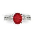 thumbnail image 1 of 2.32 ct Oval Cut Simulated Ruby Solitaire with Simulated Diamond Accents 14K White Gold Womens Engagement Ring, 1 of 5