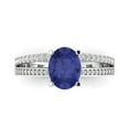 thumbnail image 1 of 2.32 ct Oval Cut Simulated Tanzanite Solitaire with Simulated Diamond Accents 14K White Gold Womens Engagement Ring, 1 of 5