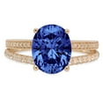 thumbnail image 1 of 2.32 ct Oval Cut Simulated Tanzanite Solitaire with Simulated Diamond Accents 14K Yellow Gold Womens Engagement Ring, 1 of 5