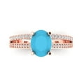 thumbnail image 1 of Clara Pucci 14K Rose Gold 2.32ct Turquoise Solitaire with Accents Ring, 1 of 7