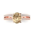 thumbnail image 1 of 2.32 ct Oval Cut Yellow Moissanite Solitaire with Simulated Diamond Accents 14K Rose Gold Womens Engagement Ring, 1 of 6