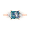thumbnail image 1 of 2.32 ctw 3 Stone Anniversary Ring for Women | Princess Cut Blue Moissanite | Hyperallergenic Solid 14K Rose Gold, 1 of 5