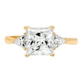 thumbnail image 1 of 2.32 ct Princess Cut Genuine Cultured Diamond VS1-VS2 G-H 18K Yellow Gold Three-Stone Promise Wedding Statement Engagement Designer Ring W/ Crystal side stones size 10.5, 1 of 6
