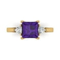 thumbnail image 1 of 2.32 ctw 3 Stone Anniversary Ring for Women | Princess Cut Natural Amethyst | Hyperallergenic Solid 18K Yellow Gold, 1 of 5