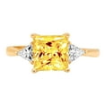 thumbnail image 1 of 2.32 ct Princess Cut Natural Citrine 3 Stone 14K Yellow Gold Womens Engagement Ring, 1 of 3