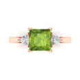 thumbnail image 1 of 2.32 ctw 3 Stone Anniversary Ring for Women | Princess Cut Natural Peridot | Hyperallergenic Solid 14K Rose Gold, 1 of 5