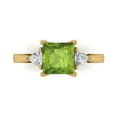 thumbnail image 1 of 2.32 ct Princess Cut Natural Peridot Three-Stone Engagement Ring for Women in 18K Yellow Gold, 1 of 5
