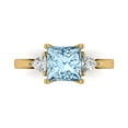 thumbnail image 1 of 2.32 ct Princess Cut Natural Swiss Blue Topaz 3 Stone 14K Yellow Gold Womens Engagement Ring, 1 of 5